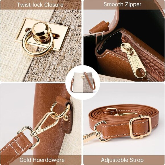 KALIDI Crossbody Purses for Women Vegan Leather Bucket Bag Fashion Ladies Crossb - Picture 5 of 9